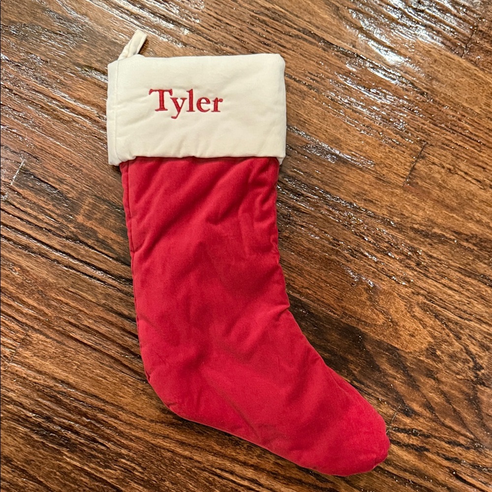 Pottery Barn Red and Cream Christmas Stocking
